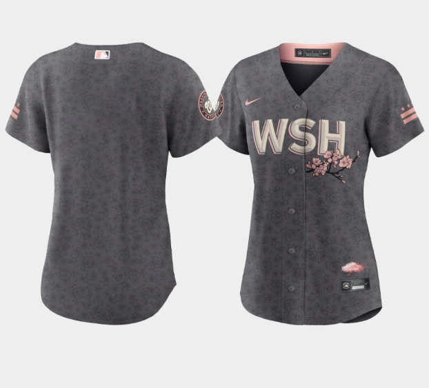 Women's Grey Washington Nationals Blank 2022 City Connect Cherry Blossom Stitched Jersey(Run Small)